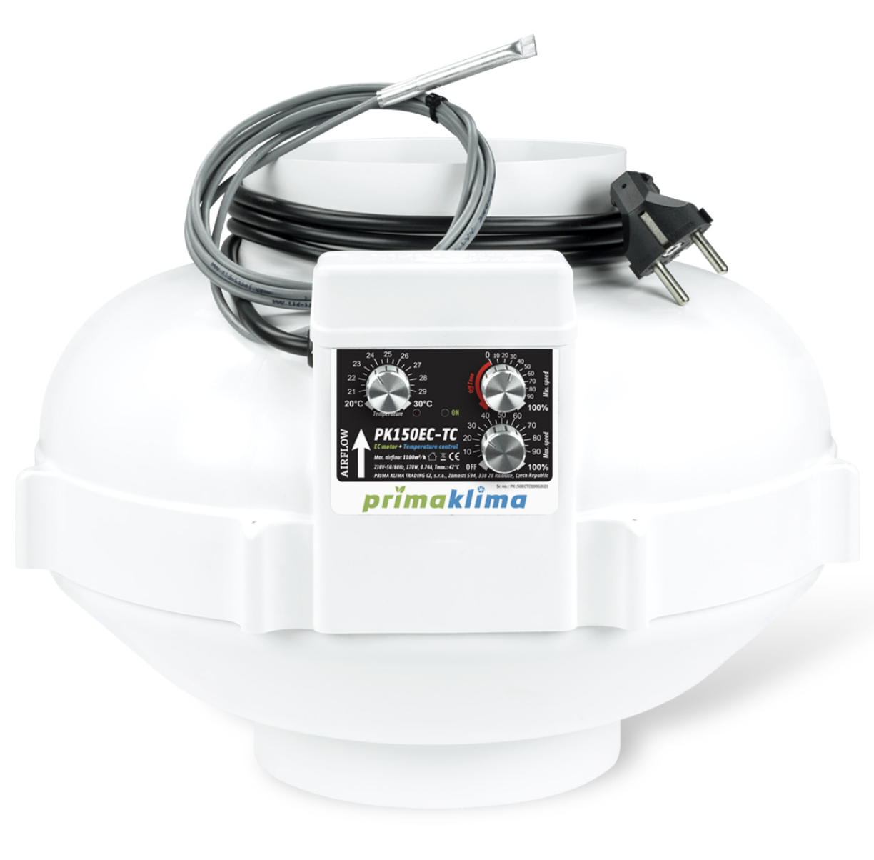 Prima Klima PK150EC-TC 1100 м³/ч – канальный вентилятор с терморегулятором – купить с доставкой