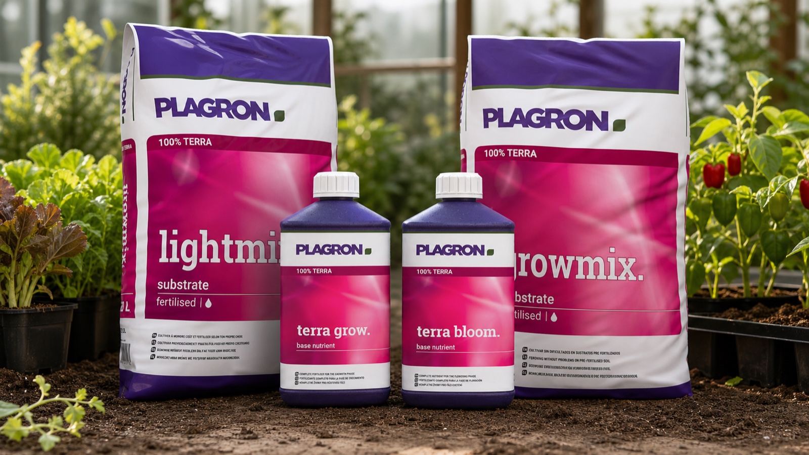 Plagron 100% TERRA: Terra Grow, Terra Bloom, Lightmix и Growmix
