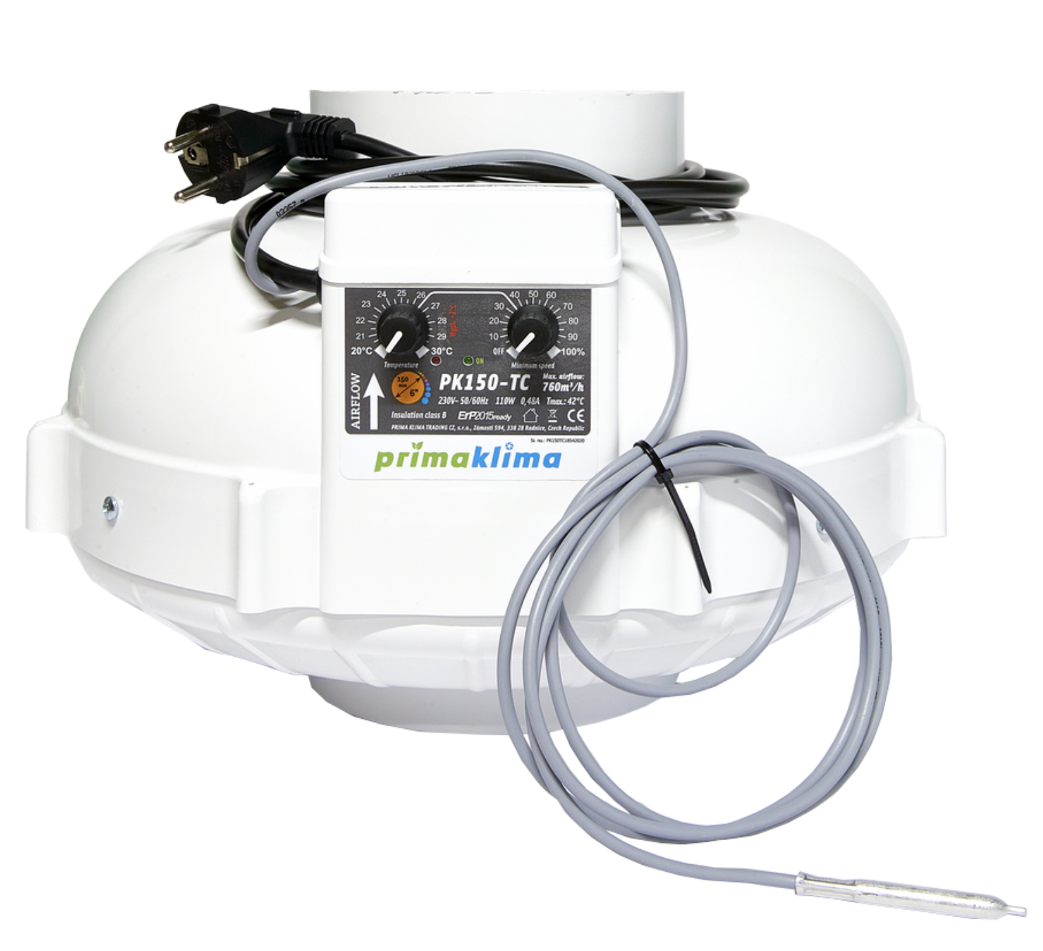 Prima Klima PK150-TC 760 м³/ч – высокоэффективный канальный вентилятор с терморегулятором – купить с доставкой